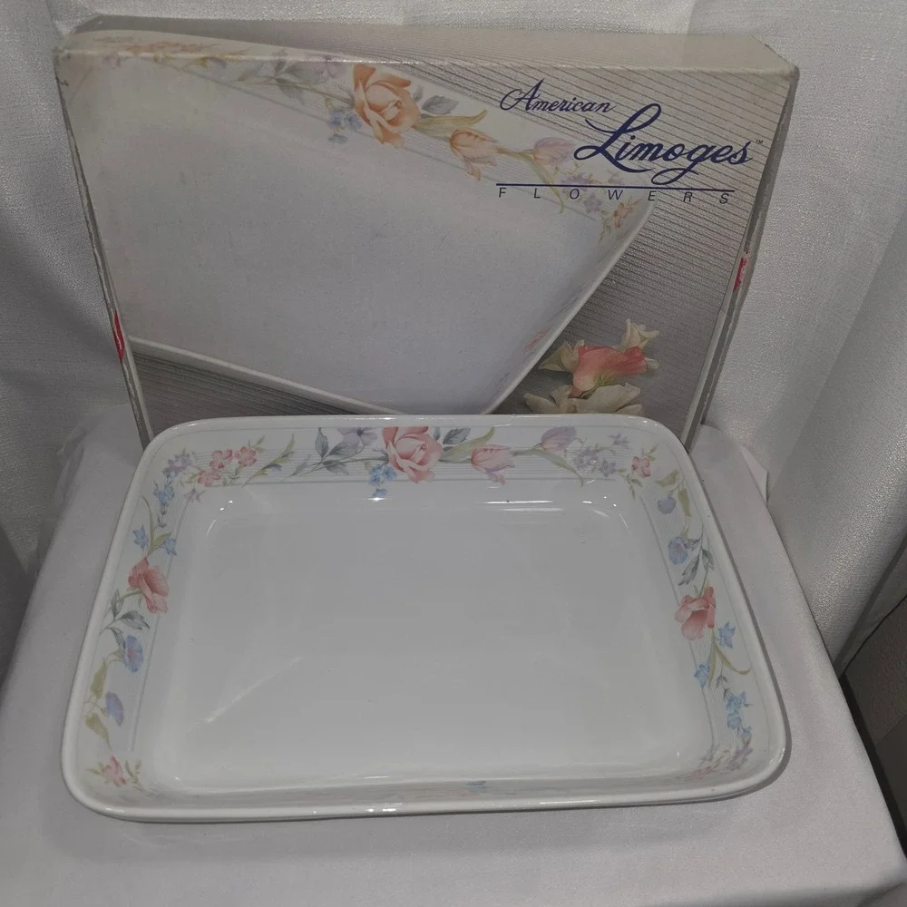 American Limoges Flowers Fine Porcelain 12.75